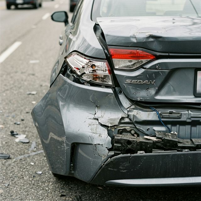 Rear-end collision repair — smashed damage