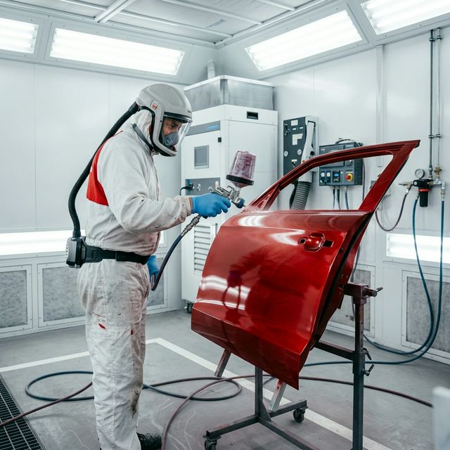 Spray painting work at Hamilton Panel & Paint